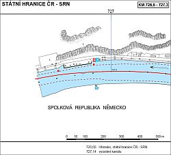 Obr. 2 Kilometr 726,60 nové plavební kilometráže Labe na severním patníku státní hranice platný od 1. 1. 2009